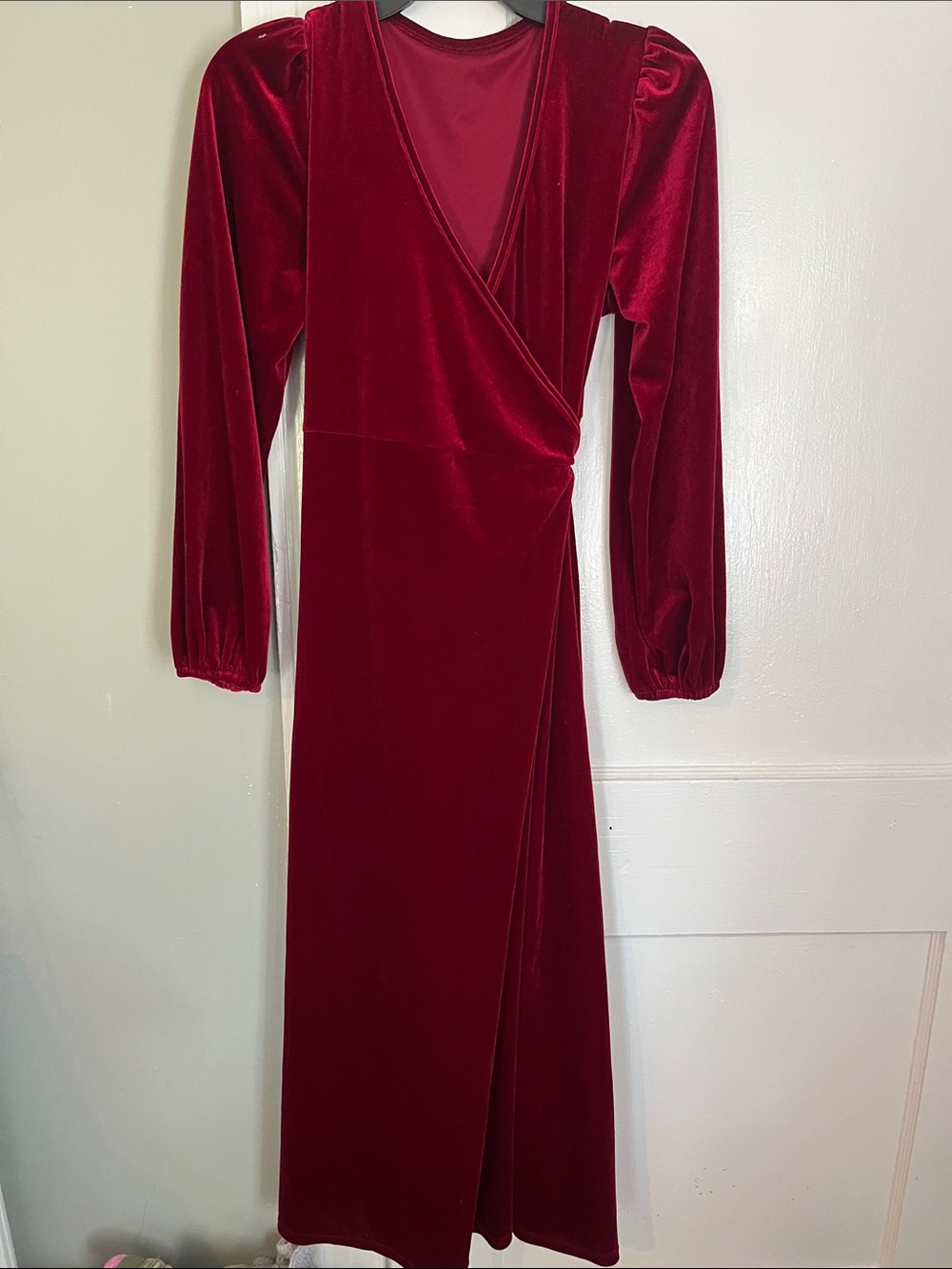 Red Velvet Wrap Maxi Dress - Unbranded